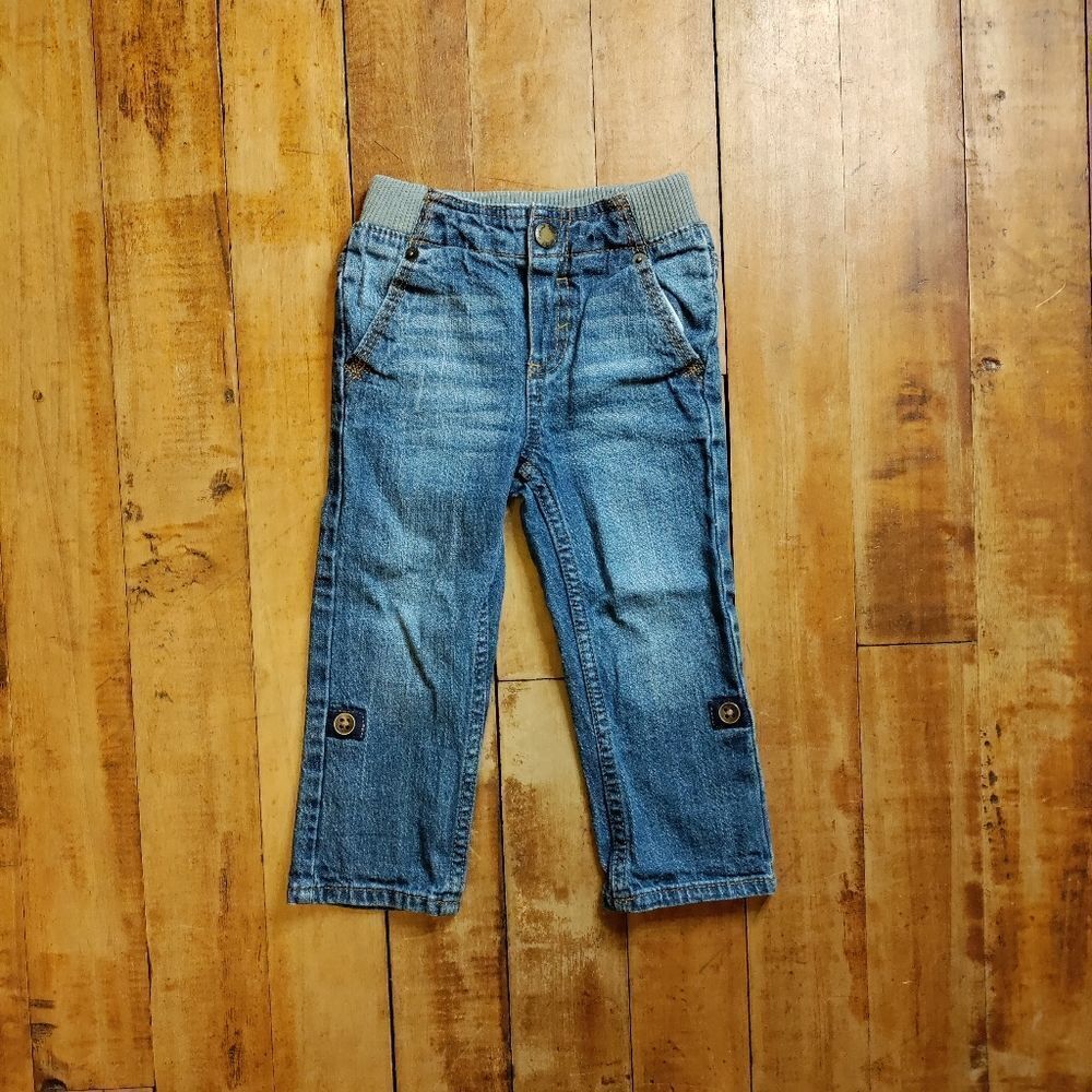 Oshkosh jeans size 2T boys pull on elastic waist straight leg Cotton